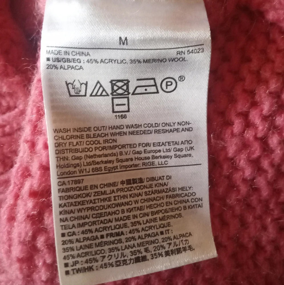 Banana Republic Dark Pink Chunky Knit Wool Alpaca Blend Cowl Neck Sweater Medium - Picture 8 of 8